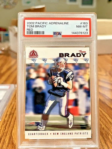 2002 Pacific Adrenaline Football Tom Brady Red Parallel PSA 8 NM-MT