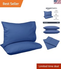 Soft Breathable 400 Thread Count Cotton Pillow Cases, Navy, Machine Washable