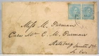 1860s CONFEDERATE CIVIL WAR COVER WITH PAIR OF 5 CENT STAMPS CSA #7 GREENVILLE