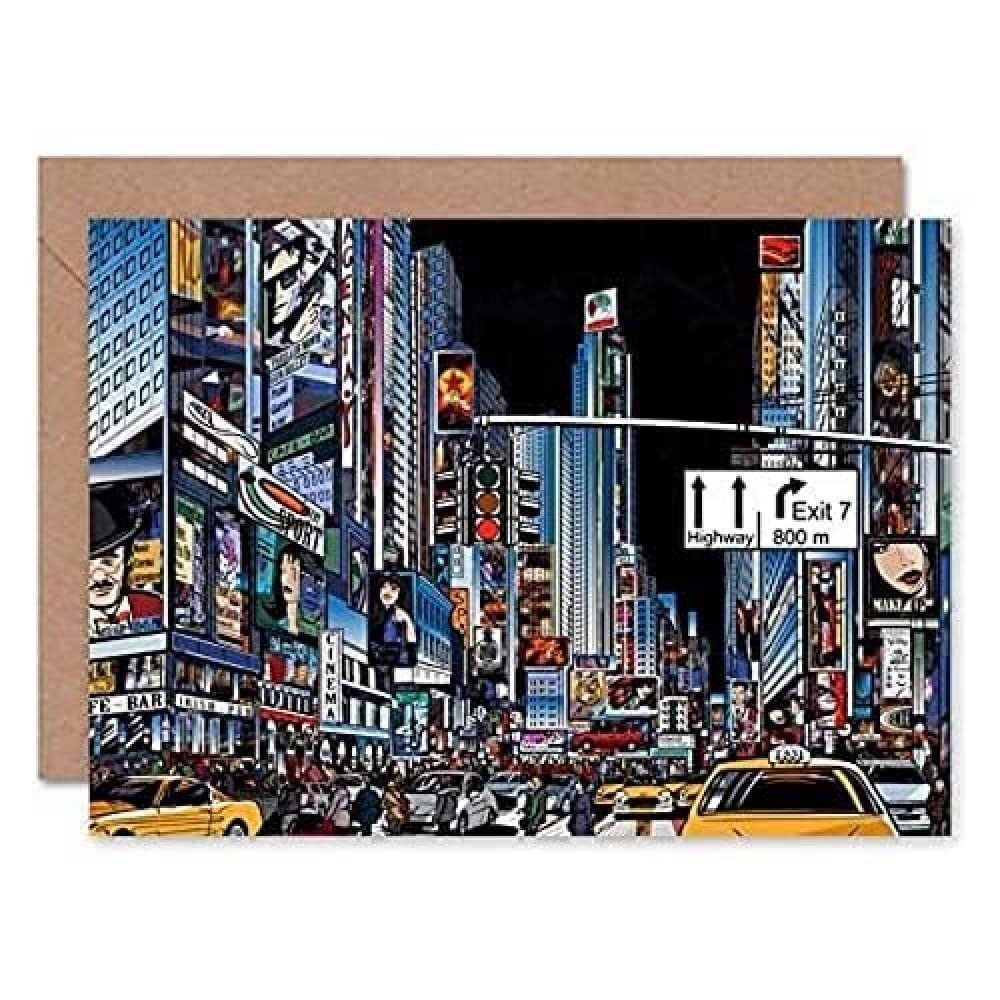 Fine Art Prints New York Illustrazione Moderna Biglietto di auguri (g3a)