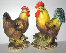 Vintage Brinn's MCM Japan Rooster & Hen Chicken Figurines