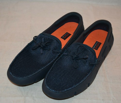 Navy Blue Braded Lace Loafers Shoes 