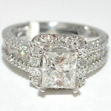 White Princess Cut 2.80CT Simulated Sapphire Engagement 935 Silver Women's Ring