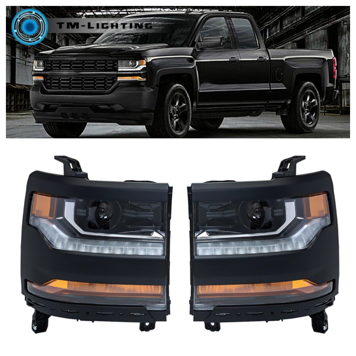 For Chevy Silverado 1500 2016 2017 2018 HID w/LED DRL Headlight Assy Right&Left