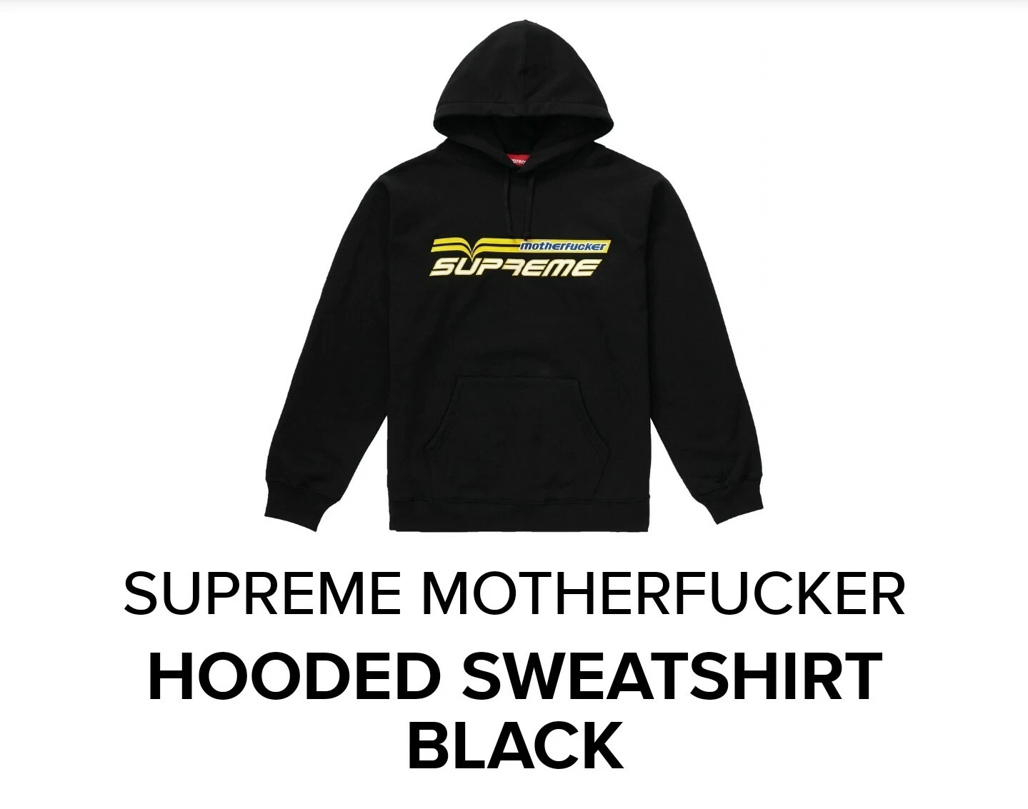RARE 2019 Supreme MotherF**Ker Hooded Black Sweatshirt DS Small steelers pirates