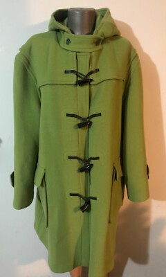 Burberry Duffle Coat Jacket women men Hodded green 100% wool size