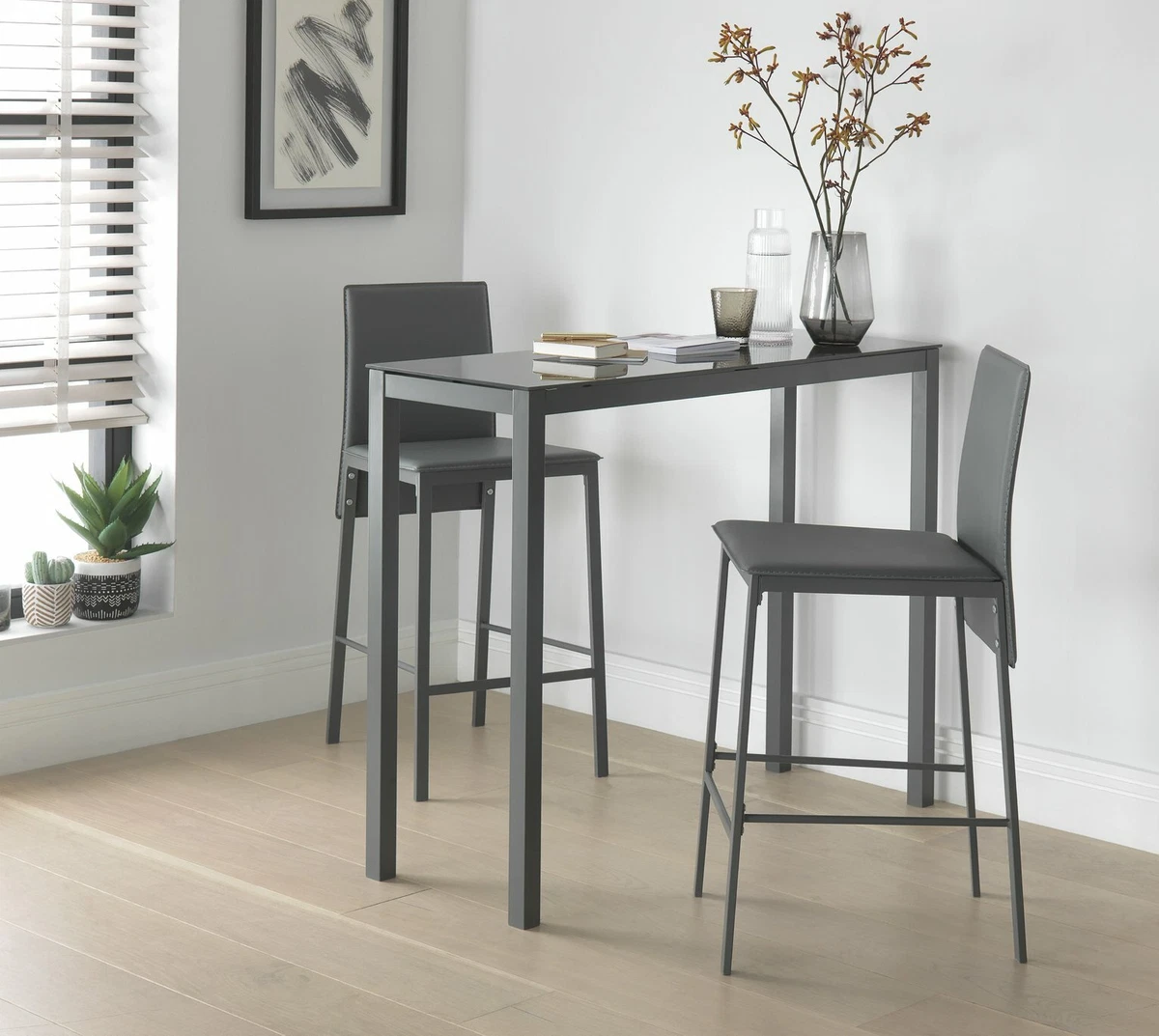 Glass bar table and chairs deals