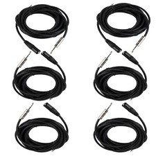 6-Pack 25ft XLR 3-Pin Male DJ Cables To 6.35mm 1/4" Stereo Shielded Mic Cable