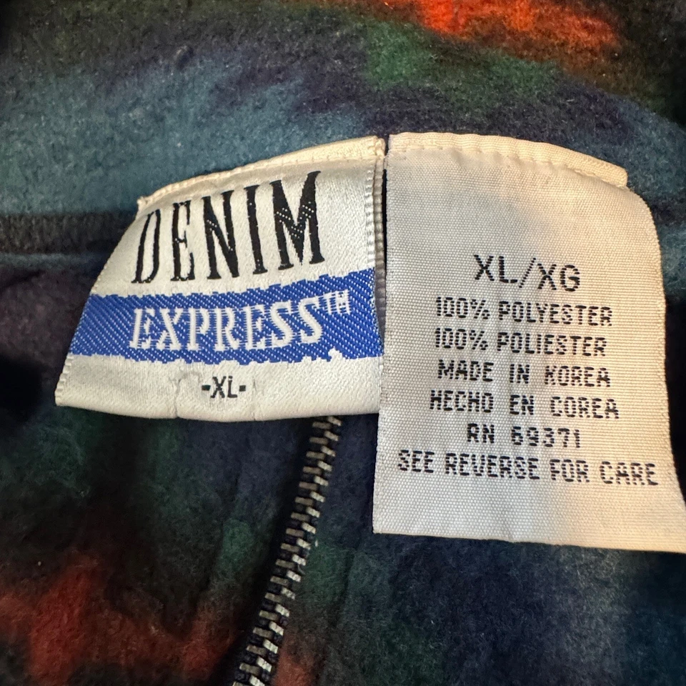 Chaqueta Pullover Vintage Denim Express Azteca Polar 1/4 Cremallera Talla XL Azul Occidental Foto 4 de 4
