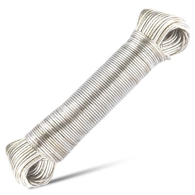 Wäscheleine 50m Stahlkern ca. 3mm Extra Stark Camping Outdoor Weiß ohne Bohren