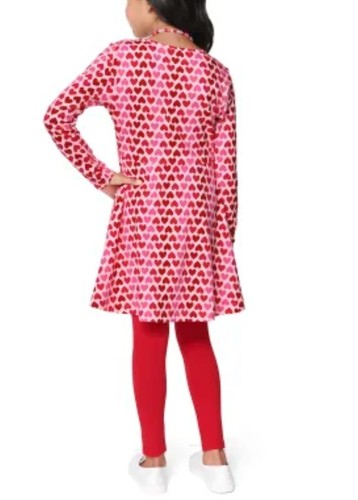 The Children's Place Long Sleeve Hearts Skater Dress-(Whisper Pink, XXL/16) - Picture 8 of 11