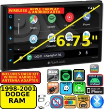 98 99 00 01 DODGE RAM WIRELESS APPLE CARPLAY ANDROID AUTO NAVIGATION CAR STEREO