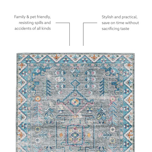 The Anywhere Washable Rug Shalonda Grey & Green 3' X 5' Accent Rug 3' X 5' - Picture 10 of 12