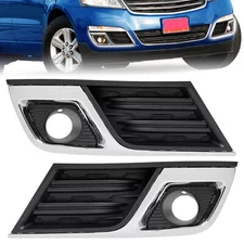 Fog Light Cover Bezel Trim Left & Right Black & Chrome For Chevy Traverse 13-17