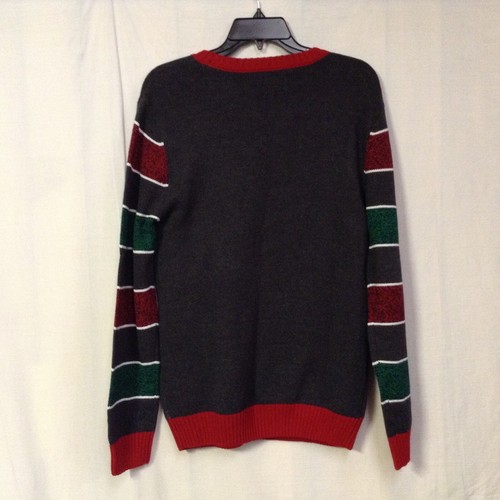 Men's Size Small Ugly Christmas Sweater Santa with Beer Heather Black - Picture 3 of 7