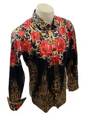 Button Down SHIRTS MEN BAROQUE LONG SLEEVE PARTY LEOPARD FLORAL SNAKESKIN VS129