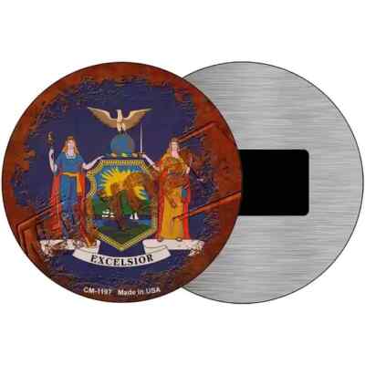 New York Rusty Stamped 3.5'' Magnet Plaque Fridge Refrigerator Kitchen Home Wall