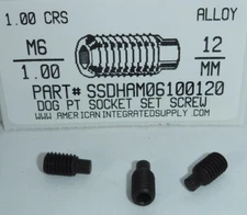 M6-1.00X12MM HEX SOCKET SET SCREWS DOG POINT ALLOY STEEL BLACK (10)