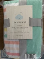 Cloud Island 2 Pack Jersey Crib Fitted Sheets Green Colorful Strips