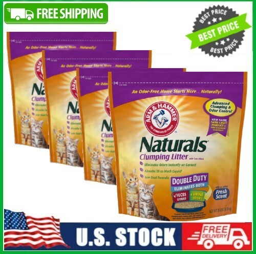 4 Packs Arm & Hammer Naturals Clumping Litter Double Duty w/ Corn Fibers 9lb Bag
