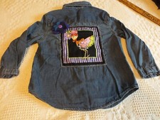 Upcycled Repurposed OshKosh Girls Size 5T Fancy Chicken Applique Handmade Flower