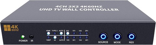 ISEEVY 4K60 Video Wall Controller, 2x2 HDMI USB-C Splitter for 1-4 TV Display - Picture 4 of 9