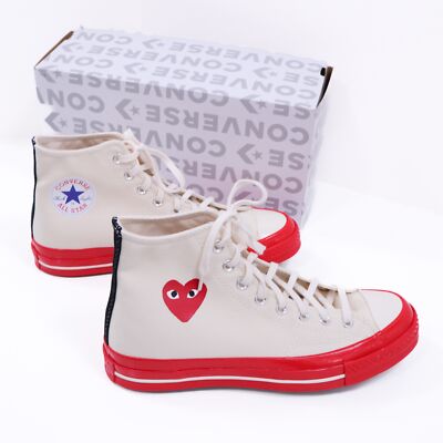 CDG Comme des Garcons x Converse Sneakers Hi NEW Womens 5 Mens 3 White Red Sole