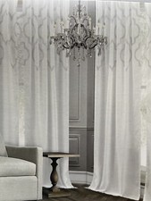 Embroidered White Panel Curtains, 4, 38 x 84