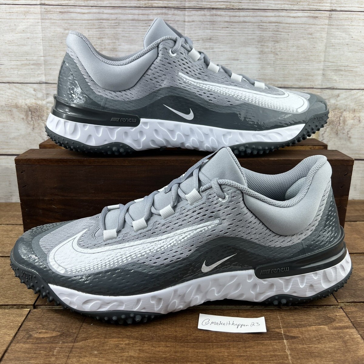 Nike Alpha Huarache Elite 4 Turf Baseball DJ6523-010 Grey White