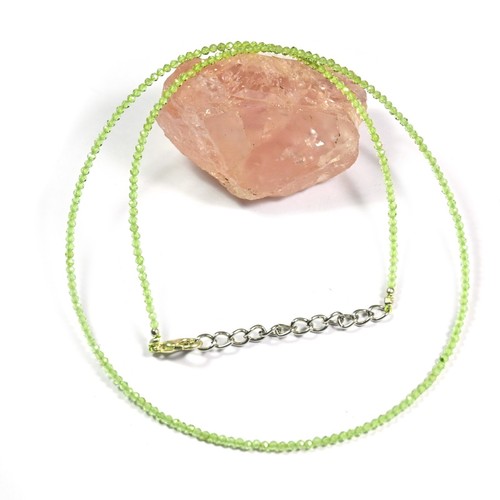 Green Peridot Faceted Round August Birthstone Beads Choker Women Necklaces 18'' - Picture 3 of 12