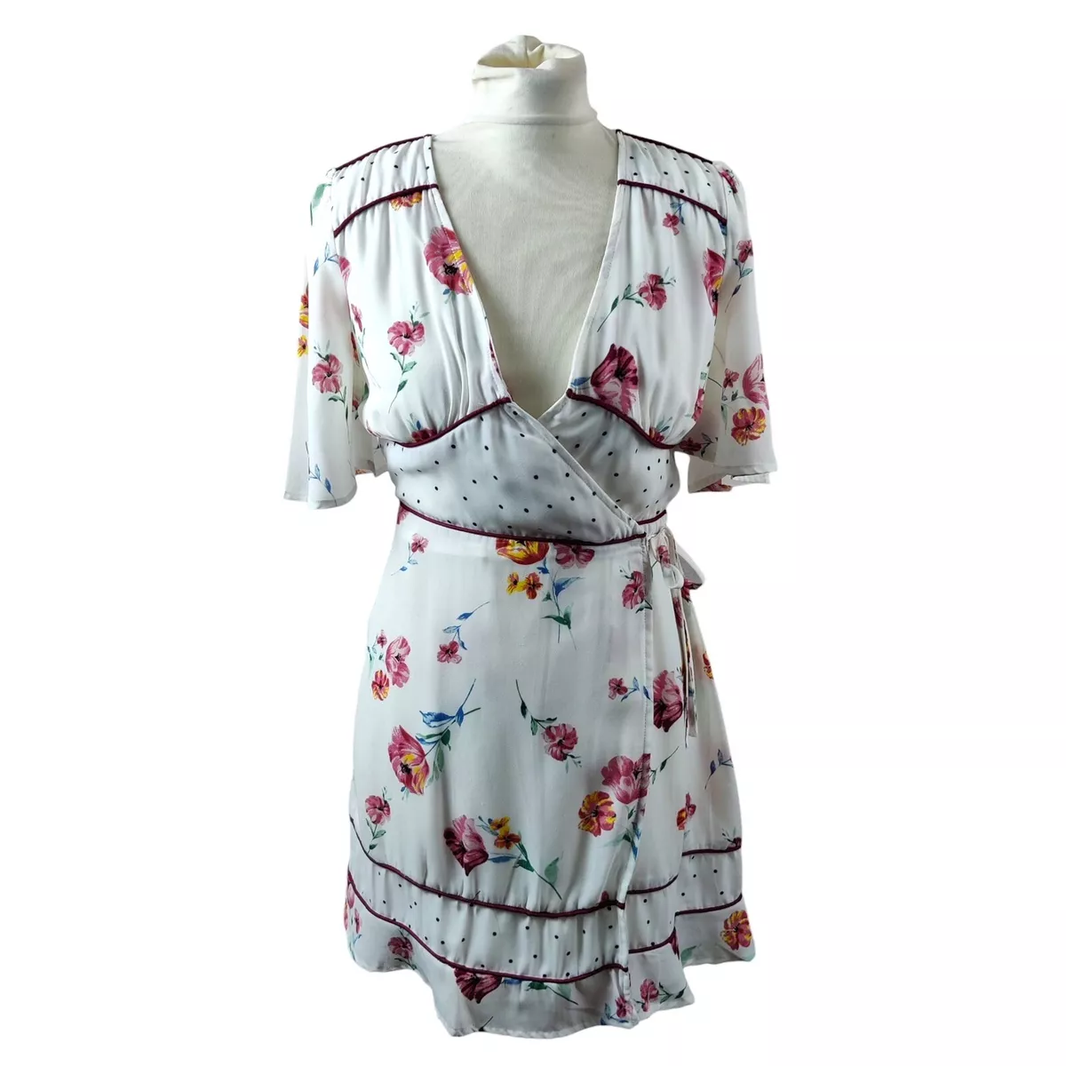 White short wrap dress sales