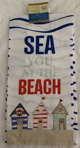 Flour Sack Towel 100% Cotton Sea You At The Beach Home Collection NWT - Picture 2 of 4