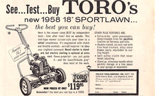 1958 Toro 18" Sportlawn Lawn Mower The Best 6.5" x 4" 1958 Vtg Magazine Print Ad
