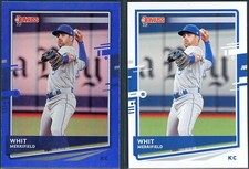 2020 Donruss Whit Merrifield #205 Blue Holo & Base Kansas City Royals - Pair