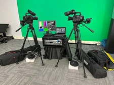 Portable 4K/HD Studio System- Blackmagic ATEM, Sony FS7 Cameras, Cartoni Tripods