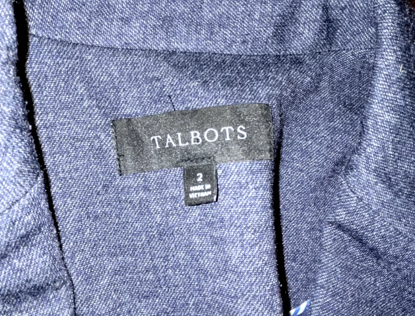 Chaqueta Blazer Talbots Azul Viscosa 1 Botón Dorado Preppy Mujer 2 Cuello Naranja Foto 4 de 4