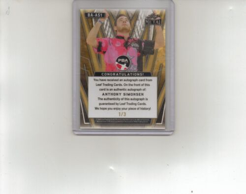 Carta da bowling Anthony Simonsen autografata prisma verde 2024 foglia metallo PBA #1/3 - Foto 2 di 2