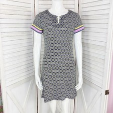 Rafaella T-shirt Dress Womens Small Geometric Print Black Pink Multi