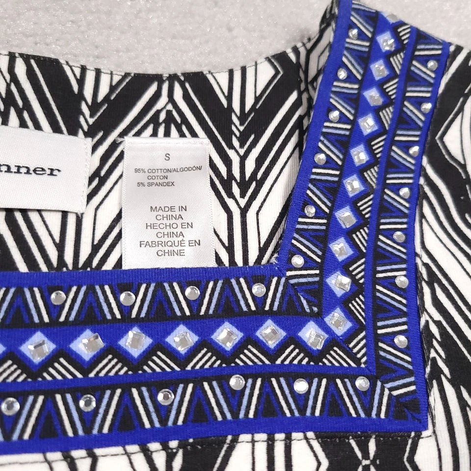 Alfred Dunner Shirt Womens Smal 3/4 Sleeve Square Neck Embroidered Studded - Image 4 of 4