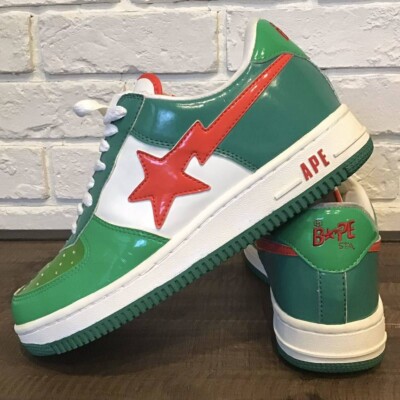 7up Farbe BAPESTA Lackleder Turnschuhe BAPE STA A Bathing Ape US 8 Herren!!!!!!