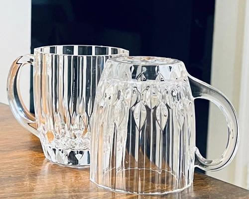 2 Vintage Cristal d'Arques Genuine Lead Crystal Coffee/Tea Mugs France 12 oz