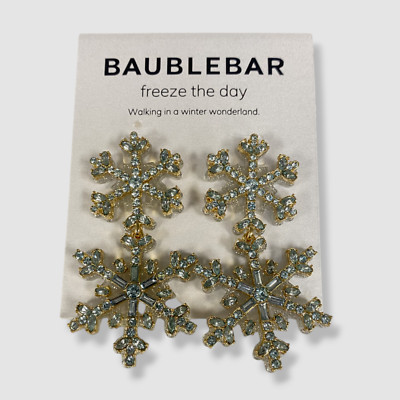 $49 BaubleBar Women's Blue Freeze The Day Snowflake Crystal Drop Earrings