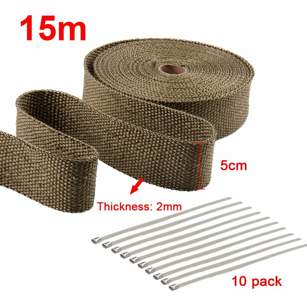 Buy Titanium Exhaust Header Turbo Wrap Insulating Tape 50 Mm &times;1.6 Mm&times;15 M Universal In NINGGUO