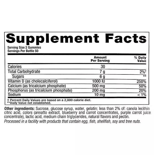 Gomitas Vitafusion Calcio + Vitamina D3, 2 x 100 (200) Gomitas Envío Rápido Foto 3 de 3