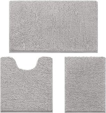 Luxury Chenille Bath Rugs Bathroom Mats Absorbent Non-Slip Capet, 3 Piece Set