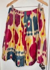 Ralph Lauren sz 6 Skirt Full 100 Silk Modern Maasai Watercolor Maroon Lined