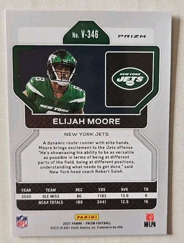 2021 Panini Prizm - Rookie Variation Elijah Moore #V-346 Silver Prizm (RC) - Picture 5 of 8