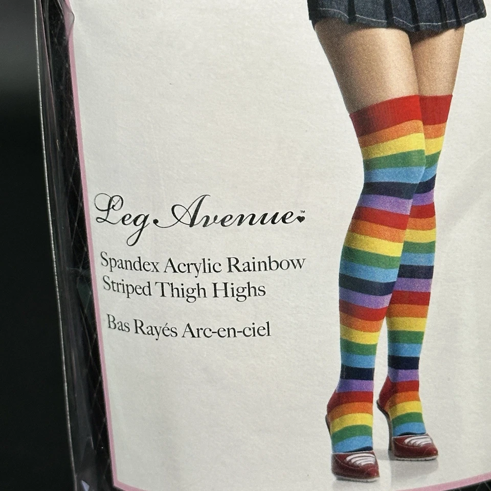 Rainbow Striped Thigh High Stockings Halloween Costume Festival Rave Dance - Image 4 of 4