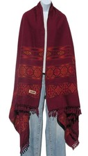Yak Sheep Wool Blend Shawl/Throw Handloomed Reversible Color: Wine