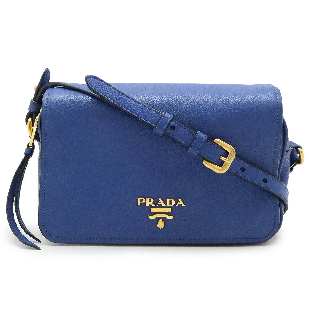 Prada Blue Leather Flap Shoulder Bag for Women One Size